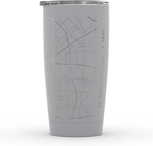 Vista 221 de Well Told Vaso de café aislado con diseño de mapa de Nueva York grabado, taza de acero inoxidable grabada (20 onzas, negro) con aislamiento de mapa