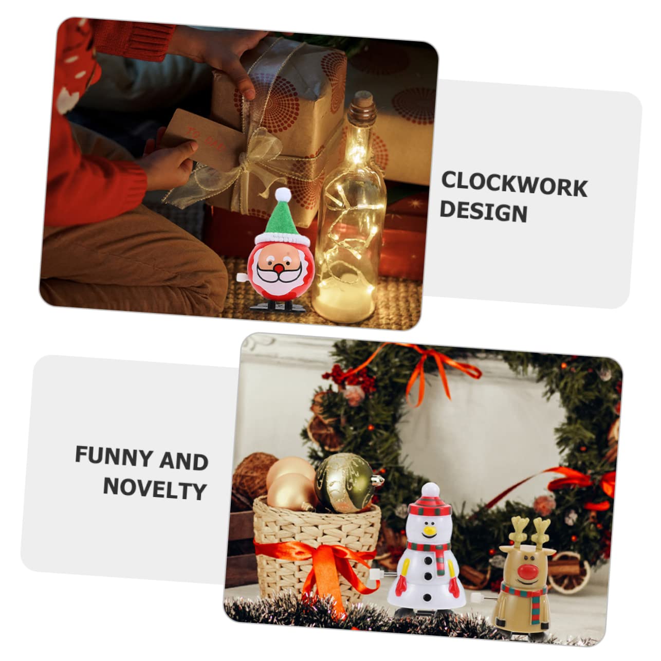 Abaodam 12Pcs Christmas Wind Up Santa Claus Clockwork Mini Playthings for Fun Xmas Pull for Holiday Celebrations Safe Construction
