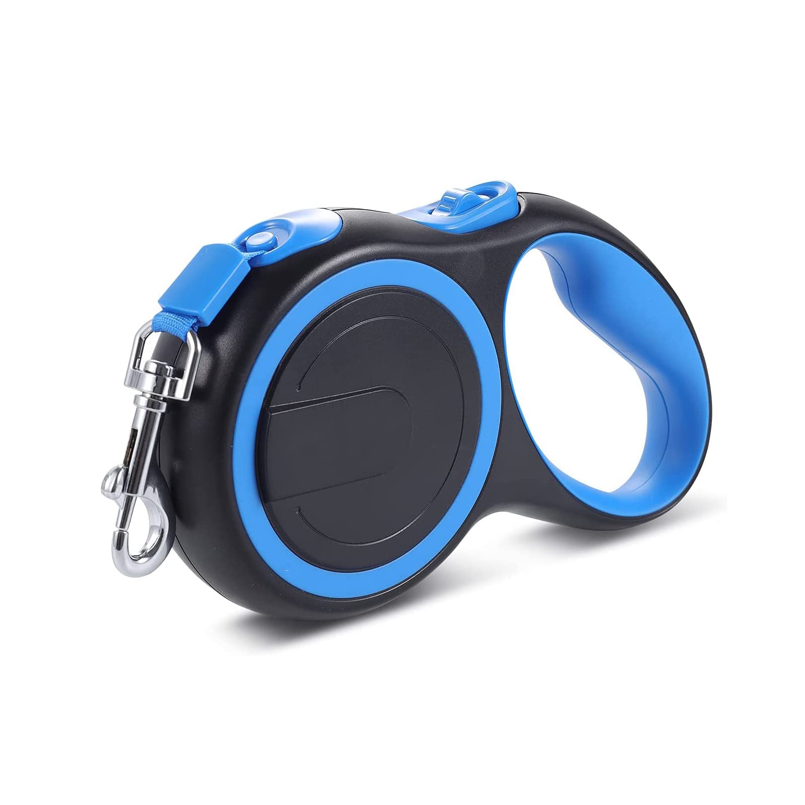 Galatée Retractable Dog Lead, One-Button Brake & Lock, 360° Tangle-Free Extendable Dog Leash With High Density Nylon Braided Tape(S, Black & Blue)