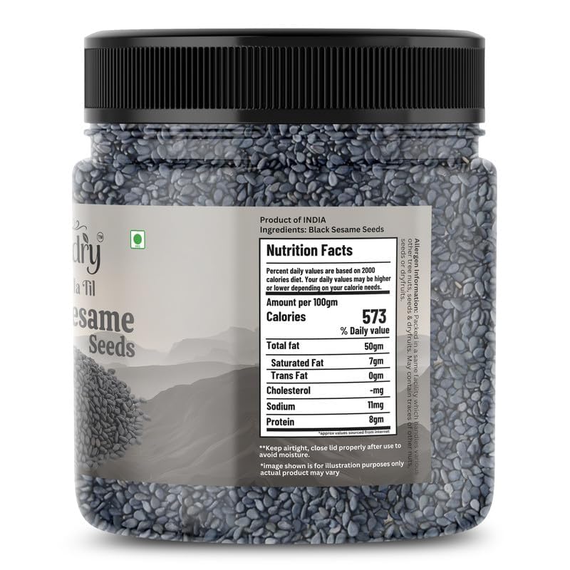 Image of AURADRY Black Sesame Seeds for Eating 500g| Whole Fresh and Natural Unhulled Kale Till | Black Til Seed for Weight Management, Indian Spice | Kala Til