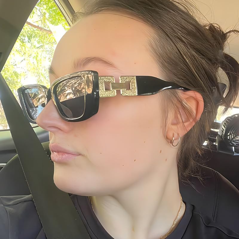 bullabulling Fashion Square Sunglasses for Women Men Rectangle Sun Glasses 90s Designer Style Black Shades3