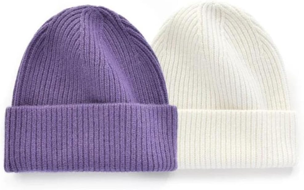 Women's Solid Wool Knitted Versatile Cold Thickened Warm Beanie Cap Hat