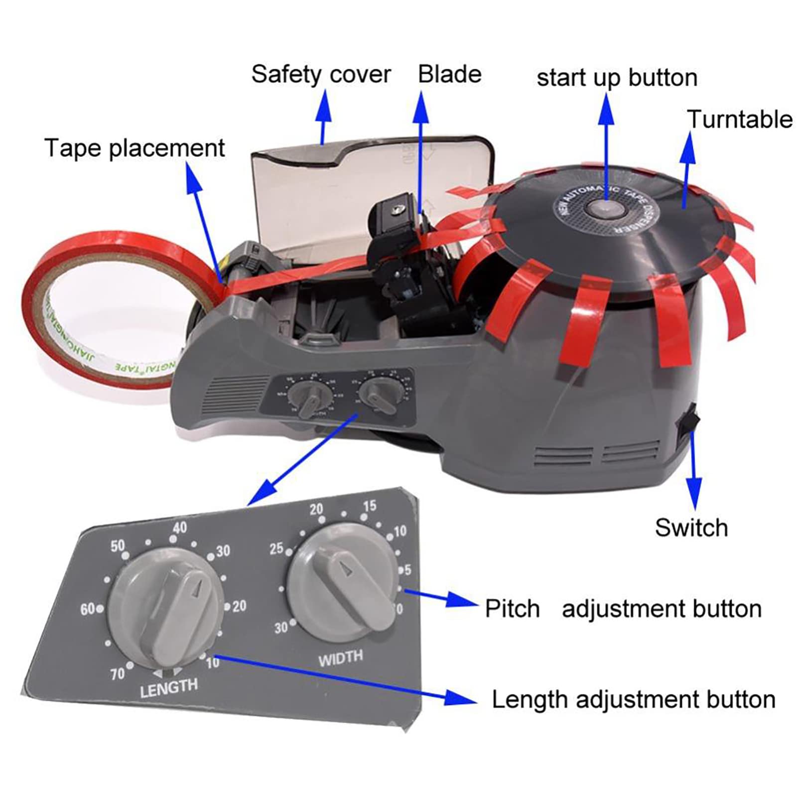 Découpe-ruban rotatif de table - Distributeur automatique de ruban adhésif avec séparateur de ruban adhésif multi-personnes - Idéal pour la maison ou l'école