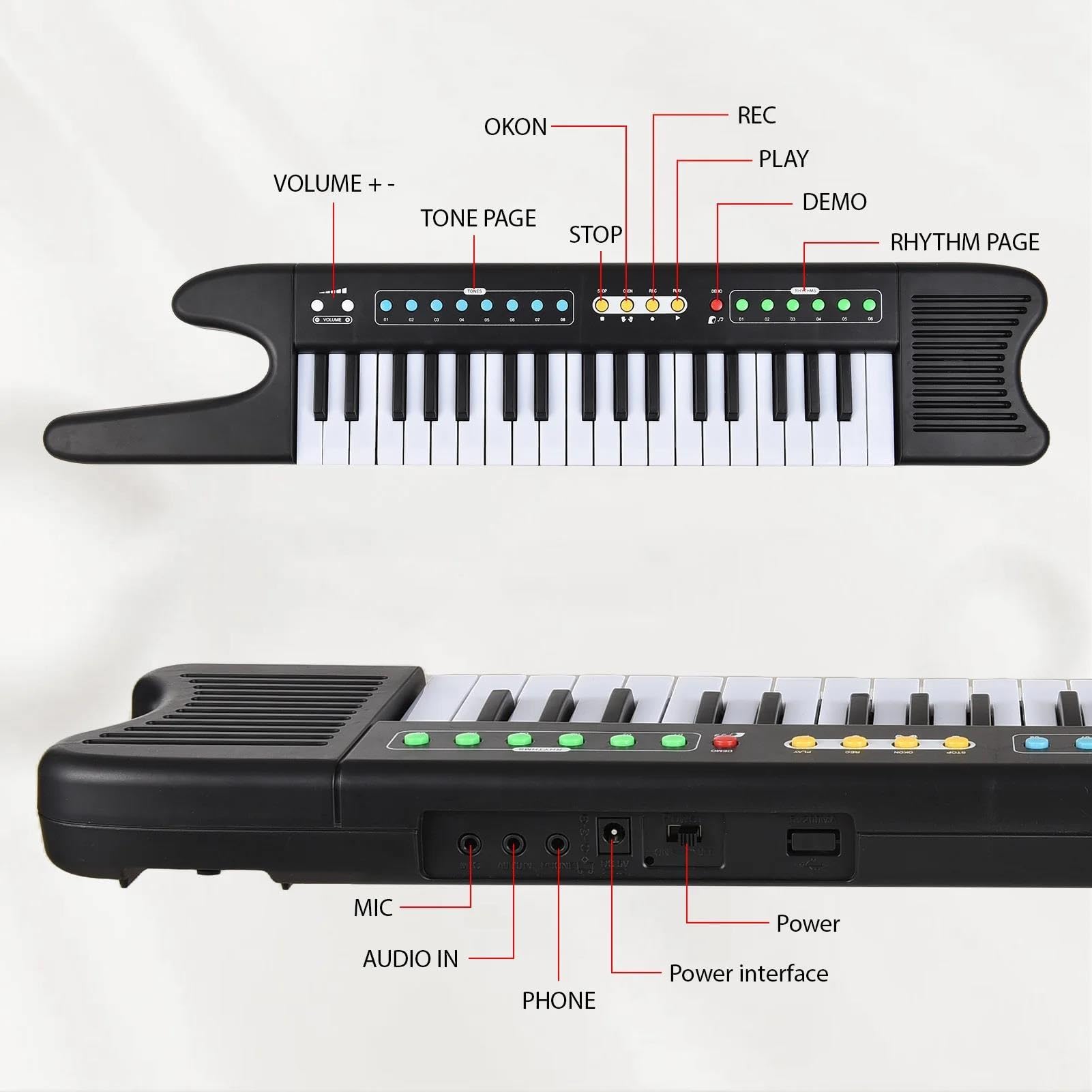 Teclado Electrónico Teclado Electrónico De 37 Teclas Piano Mini Órgano Electrónico Portátil 8 Tonos 6 Ritmos 10 Demostraciones
