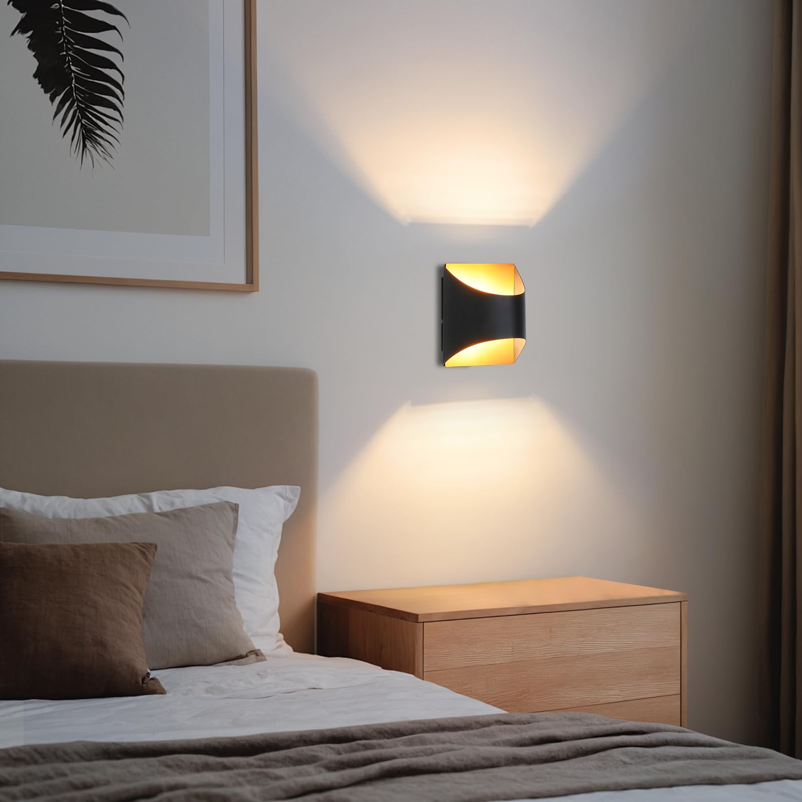 Homefire Wandleuchte Innen Wandlampe Schwarz Gold - 4ER Up Down Flur | Wandlampen Treppenhaus Leuchten Vintage G9 Keramik Wandbeleuchtung für Schlafzimmer Wohnzimmer Kinderzimmer Ohne Leuchtmittel