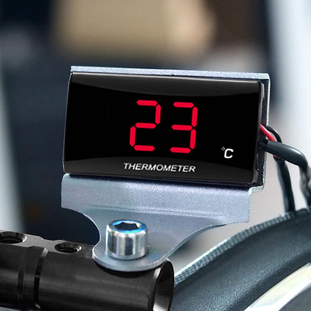 Termometro digitale universale per moto a LED con sensore, indicatore della temperatura dell'acqua 0-120 ℃ per scooter da corsa 12V, luce rossa