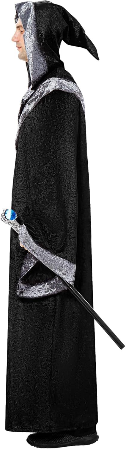 Funnlot Wizard Costume Men Adult- Warlock Costume Men with Black Wizard Robe Halloween Sorcerer - Image 2