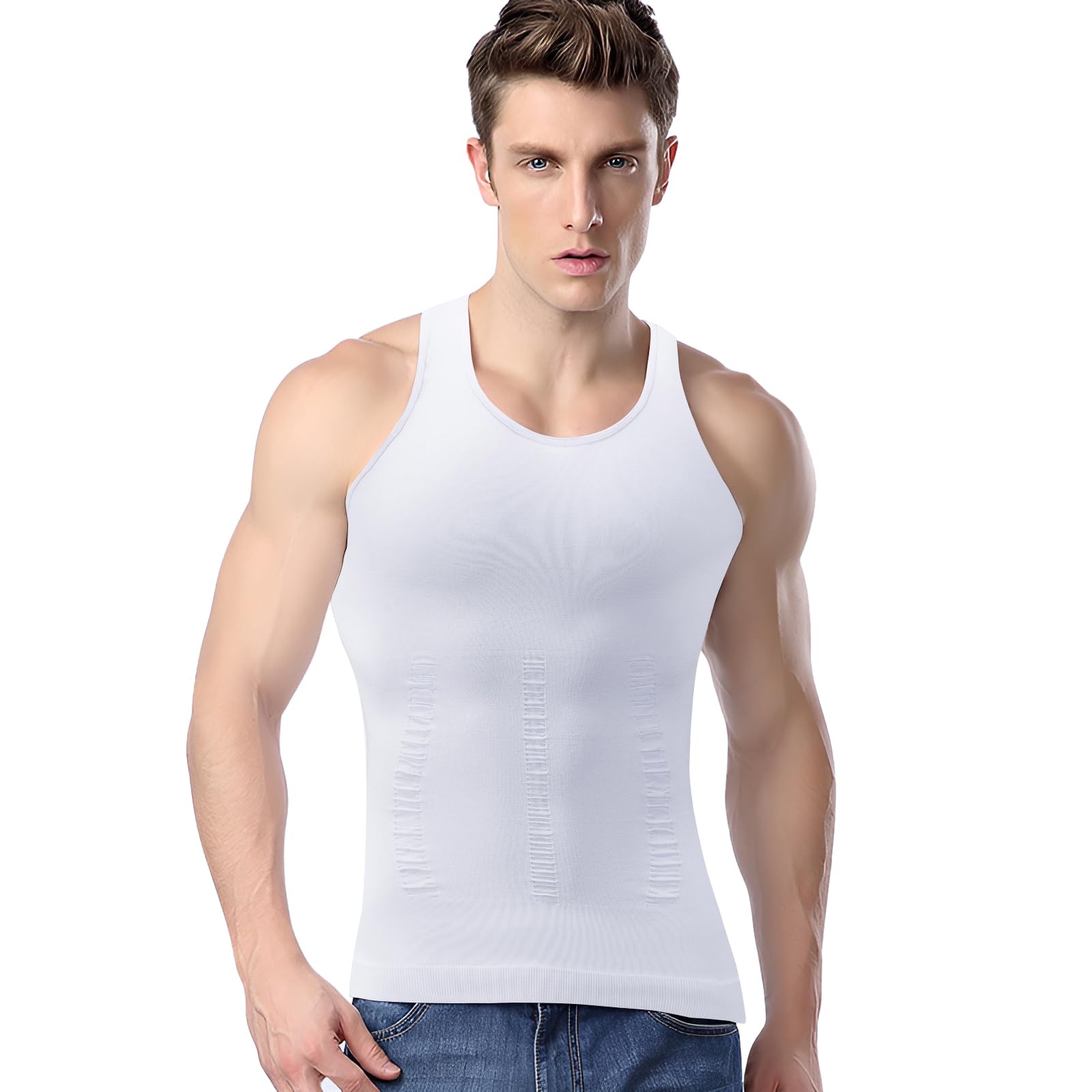 LISEJE Gynecomastia Compression Shirts, Mens Slimming Body Shaper Vest, Tummy Control Undershirts