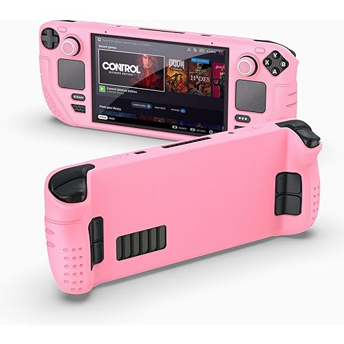 IINE Protective Case for Steam Desk OLED, Steamdesk OLED Silicone Cover Case, 9-in-1 Protective Silicone Shell with Anti-Scratch Cover Protector, Steam Deck OLED Accessories Set,Pink