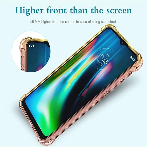 Miniatura 5 de Funda para Moto G9 Play, Motorola G9 Play con protector de pantalla de vidrio templado, lindo degradado transparente delgado, a prueba de golpes,