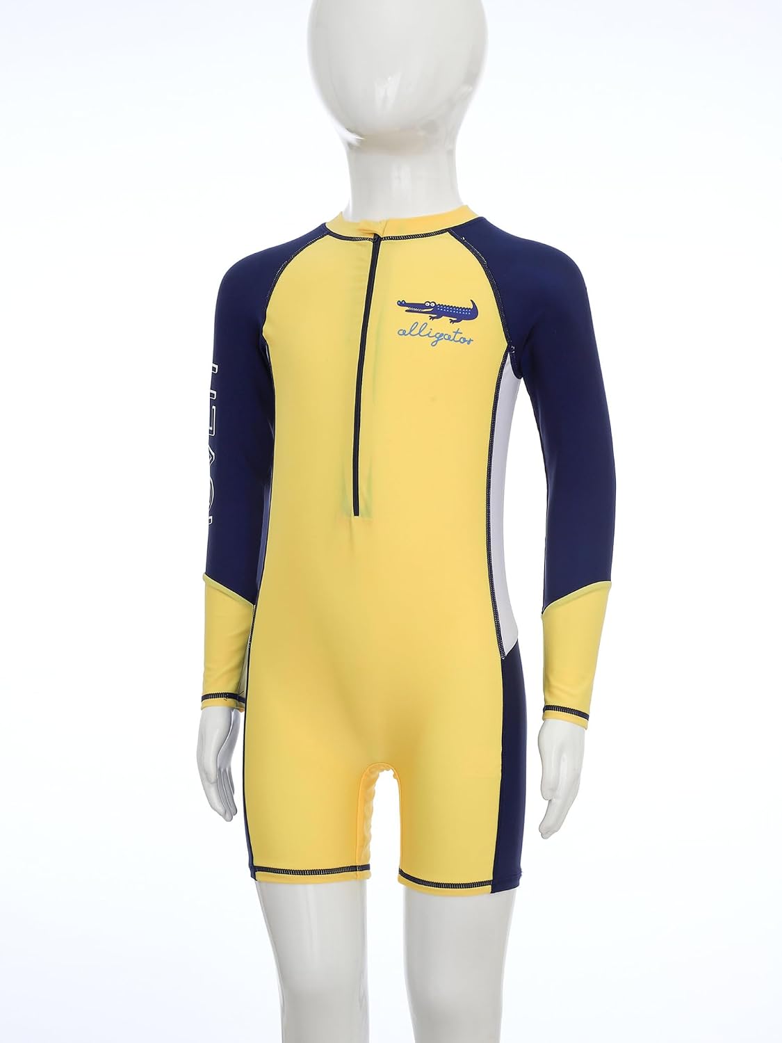 Kids Boys Athletic One Piece Swimsuit Long Sleeve Surfing Wetsuit Bathing Suit Rashguard Swimwear