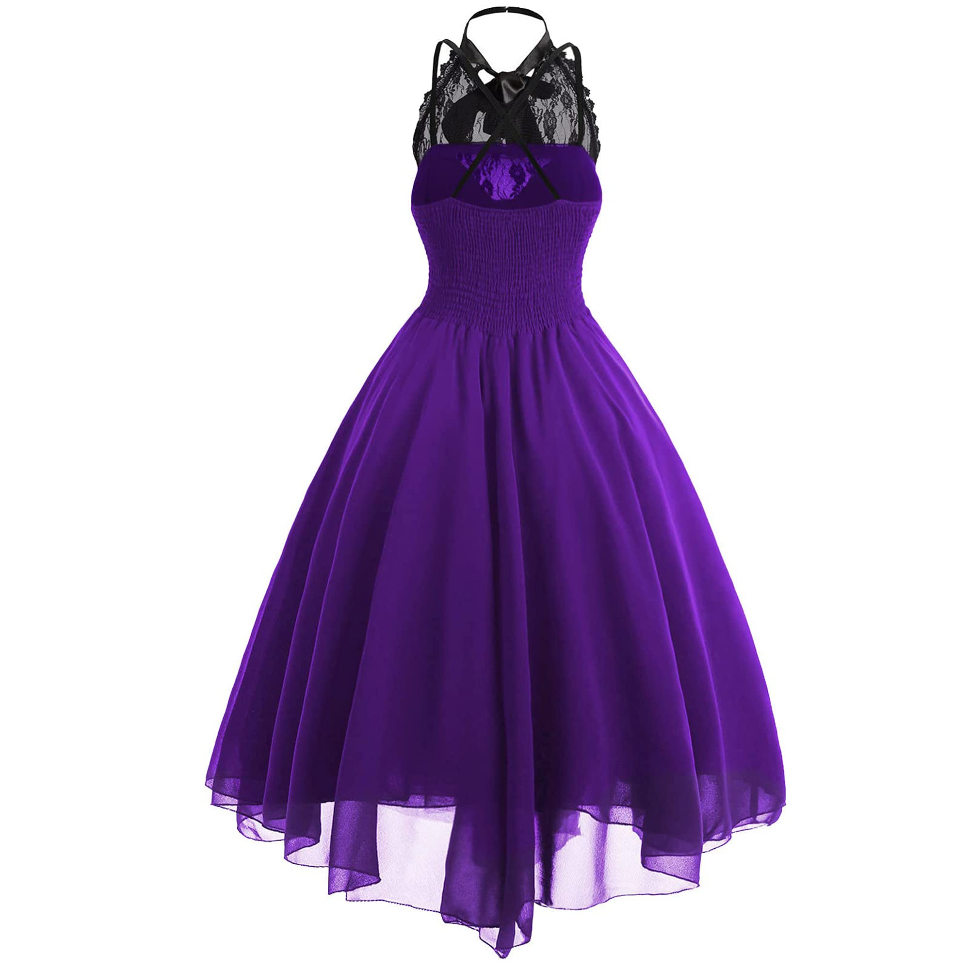 Abito da donna senza maniche, stile gotico, anni '80, corsetto in pizzo, per cocktail