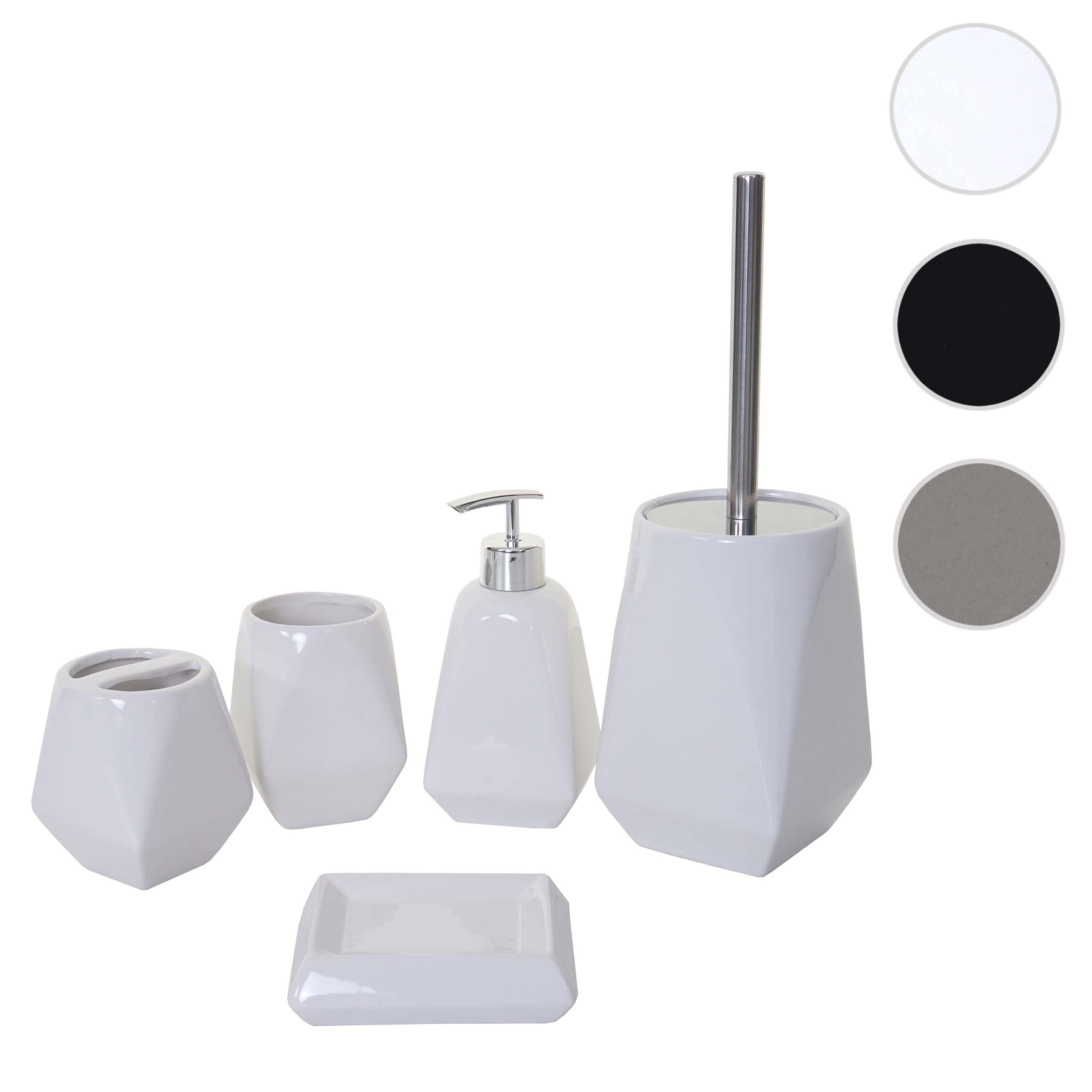 HWC-C71 - Juego de accesorios de baño (5 piezas, cerámica), color blanco