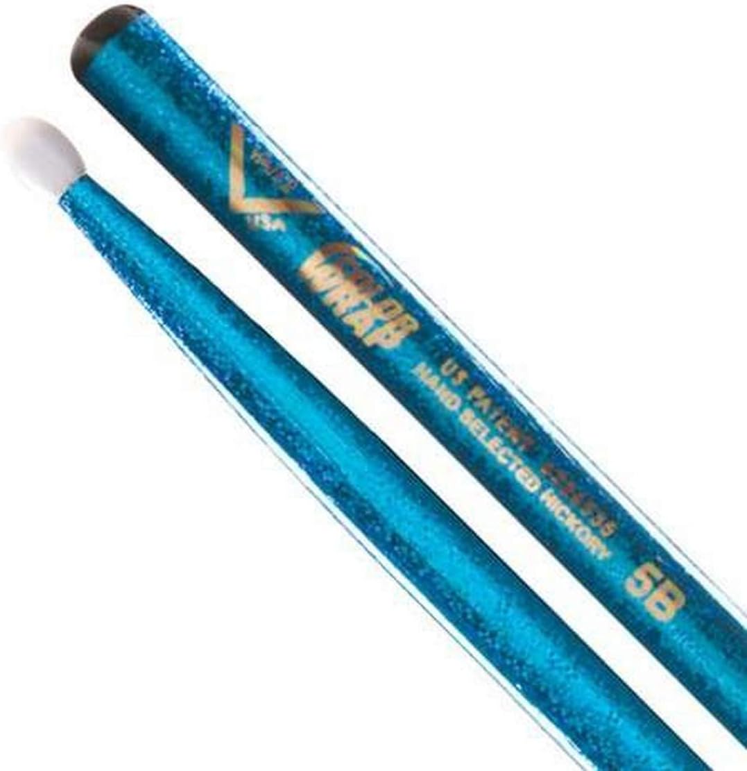Vater Percussion Color Wrap 5B Drumsticks, Blue Sparkle