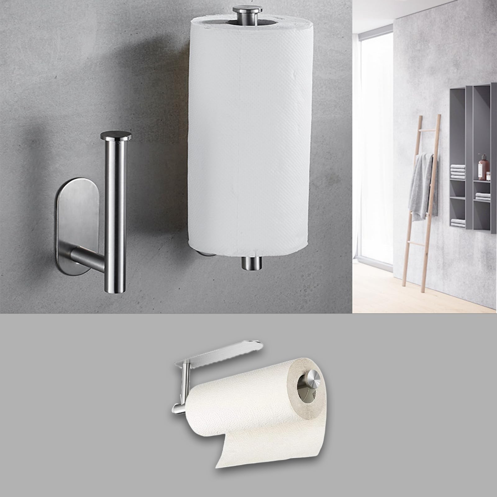 Porta Rotolo Carta Igienica Adesivo - Acciaio Inox 304, Senza Foratura - Per Bagno, Cucina, Camera - Foto 13