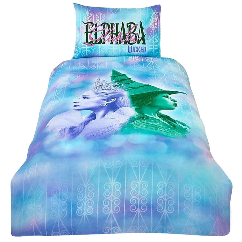 dreamtex Wicked Glenda & Elphaba Reversible 2 in 1 Design Single Duvet Cover and Pillowcase Set - Wicked For Good