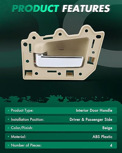 Miniatura 4 de SCITOO Manijas de puerta Interior izquierdo derecho de repuesto para Jeep 2005-2011 para Jeep Grand para Cherokee Beige (4 piezas), sin accesorios