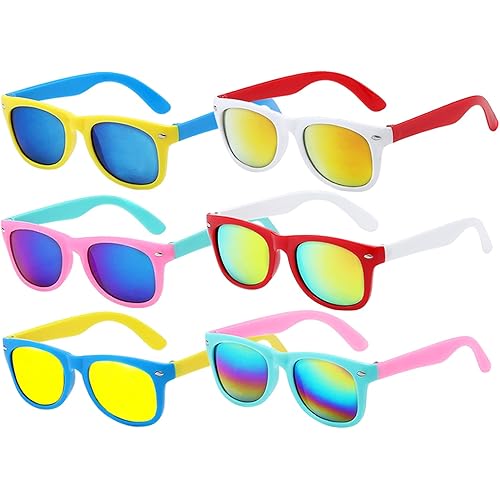 6 Pack Kids Sunglasses Bulk with UV Protection, Kids sunglasses Party Favors for Boys and Girls Ages 3-6, Essential Party Supplies for Summer Outdoor Activities