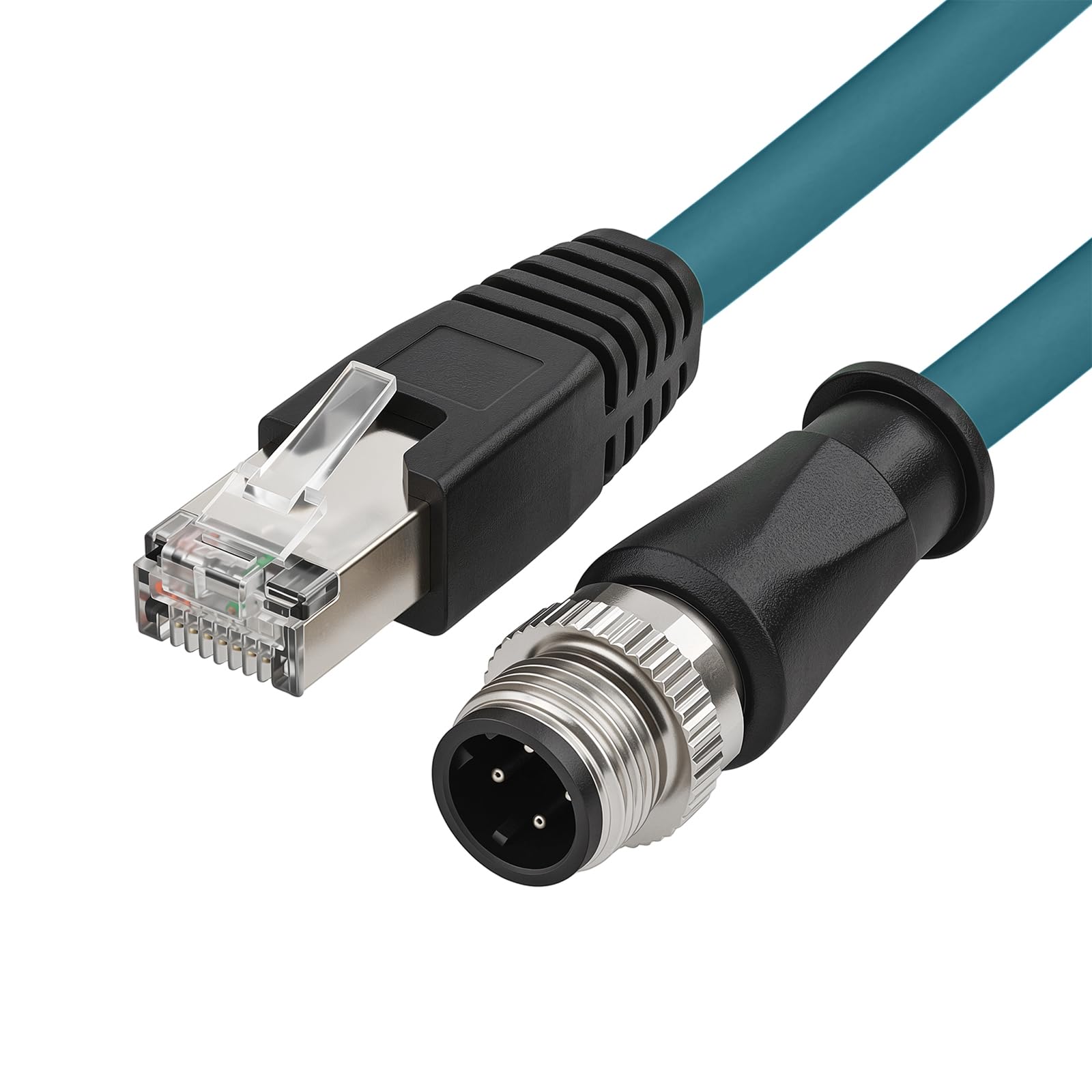 M12 4-pozycyjny kodowany D męski na RJ45 Cat5e Ethernet wodoodporny kabel przemysłowy maszyna przewodowa kamera (8 m)