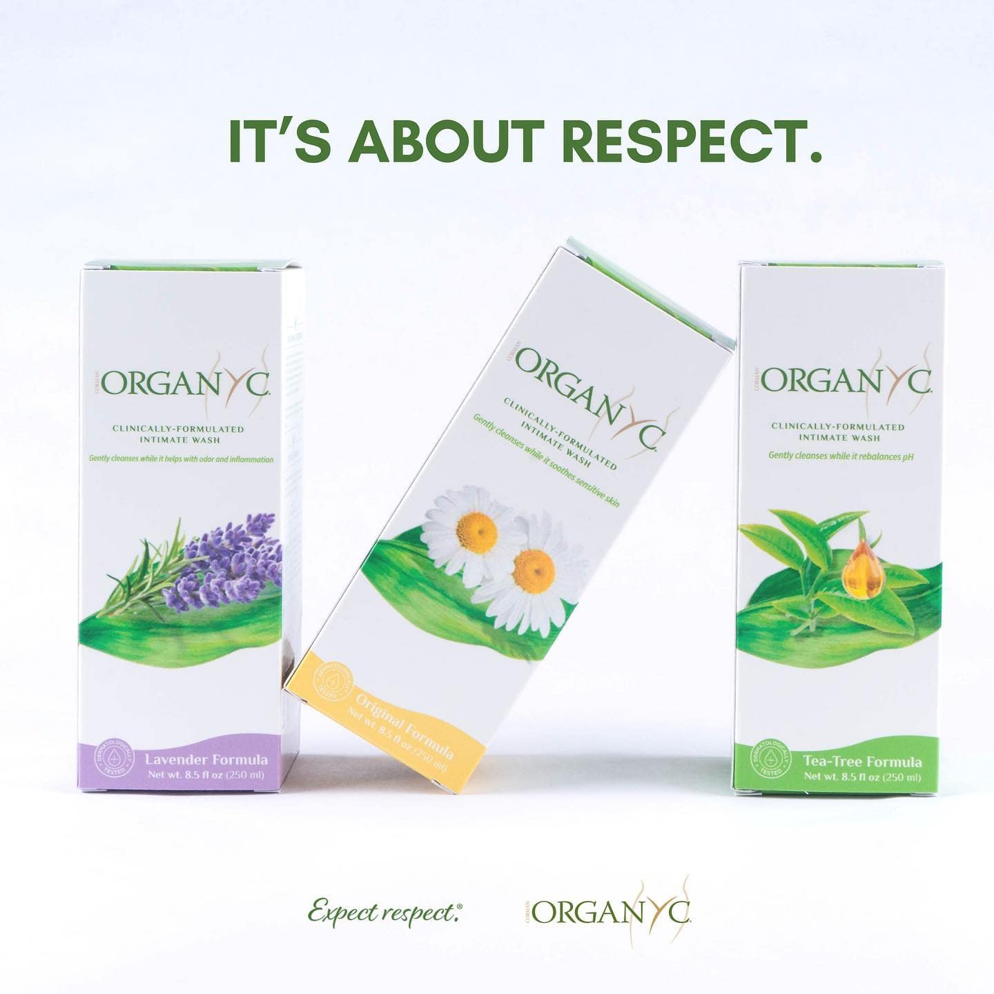 Organyc - Feminine Intimate Wash for Sensitive Skin - Free from Chlorine, Parabens, SLSSLES, and Synthetic Perfumes - 8.5 Fl Oz with Chamomile +Tea-Tree + Lavender