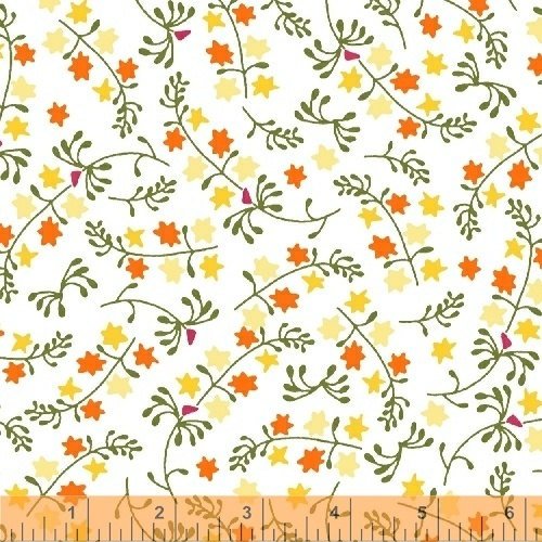 Flowers Fabric 1 yard - "Enchanted" Yellow & Orange on White Cotton - by Sarah Fielke (Great for Quilting, Sewing, Craft Projects, Quilt, Throw Pillows & More) 1 Yard X 44"