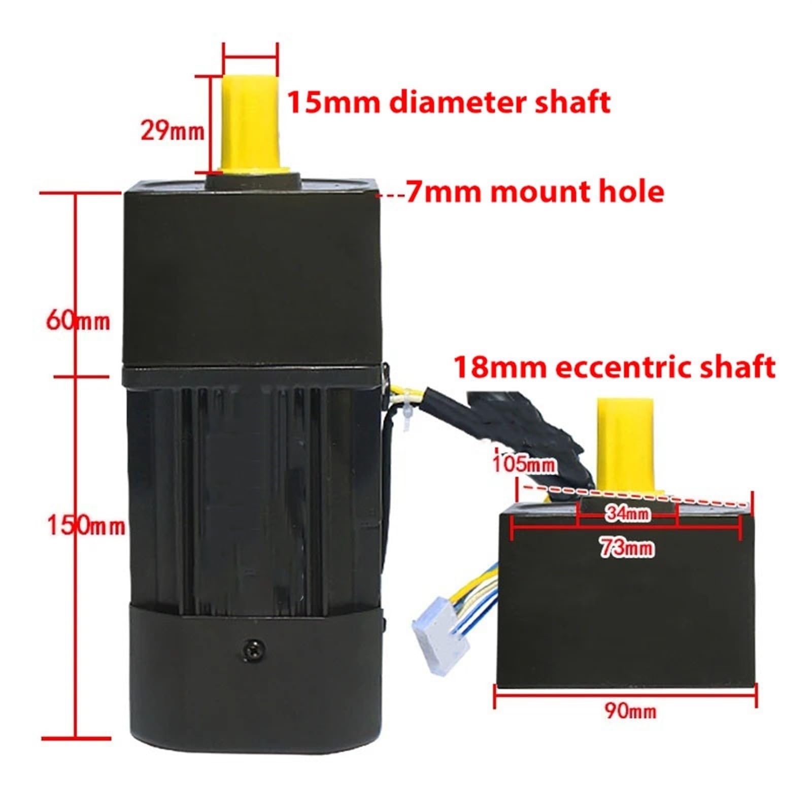 Motorreductor de velocidad variable 5RK60RGN-CF de 60 W, 220 V CA, monofásico, con marco de 90 x 90 mm, reductor de velocidad reversible Reducción de par(12.5K 100RPM)