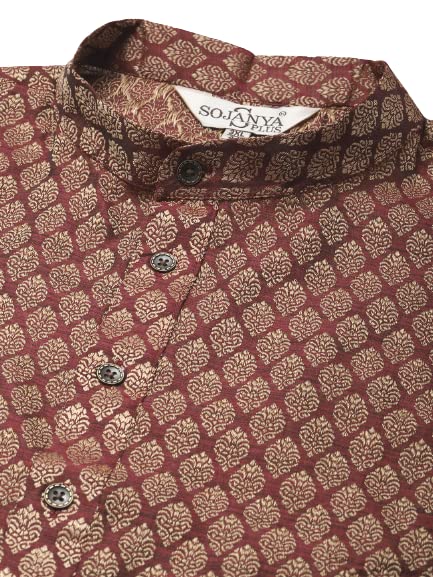 Image of SOJANYA (Since 1958, Men's Silk Blend Grey Kurta Pyjama & Silk Blend Jacket Combo