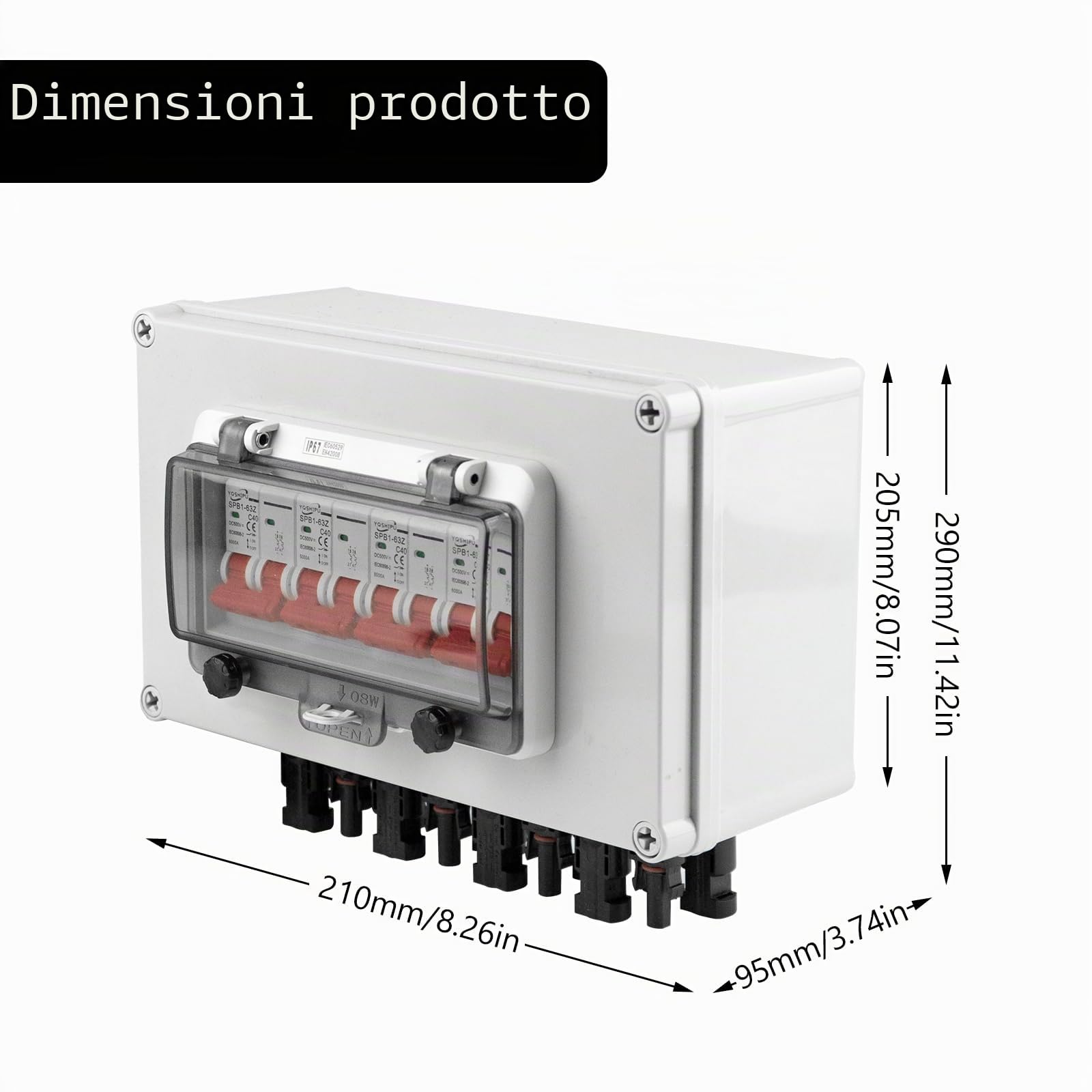 Protezione Sovratensione Fotovoltaica,Interruttore DC Impianto Fotovoltaico | DC12v-DC400v 4 Stringhe 2p 30a, Circuito Solare Impermeabile Ip67 Per Impianto Fotovoltaico