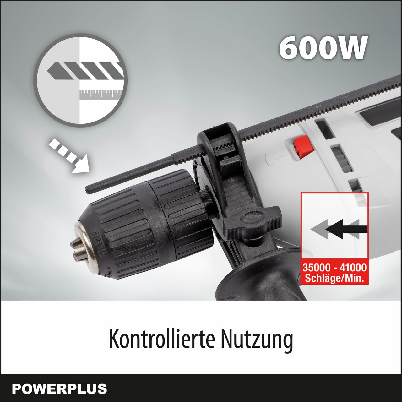 POWER plus Powerplus Elektro-Schlagbohrmaschine POWC10200-2 in 1: (Schlag-) Bohren, 600 W Bohrmaschine, Links-Rechts-Schalter für Schrauben