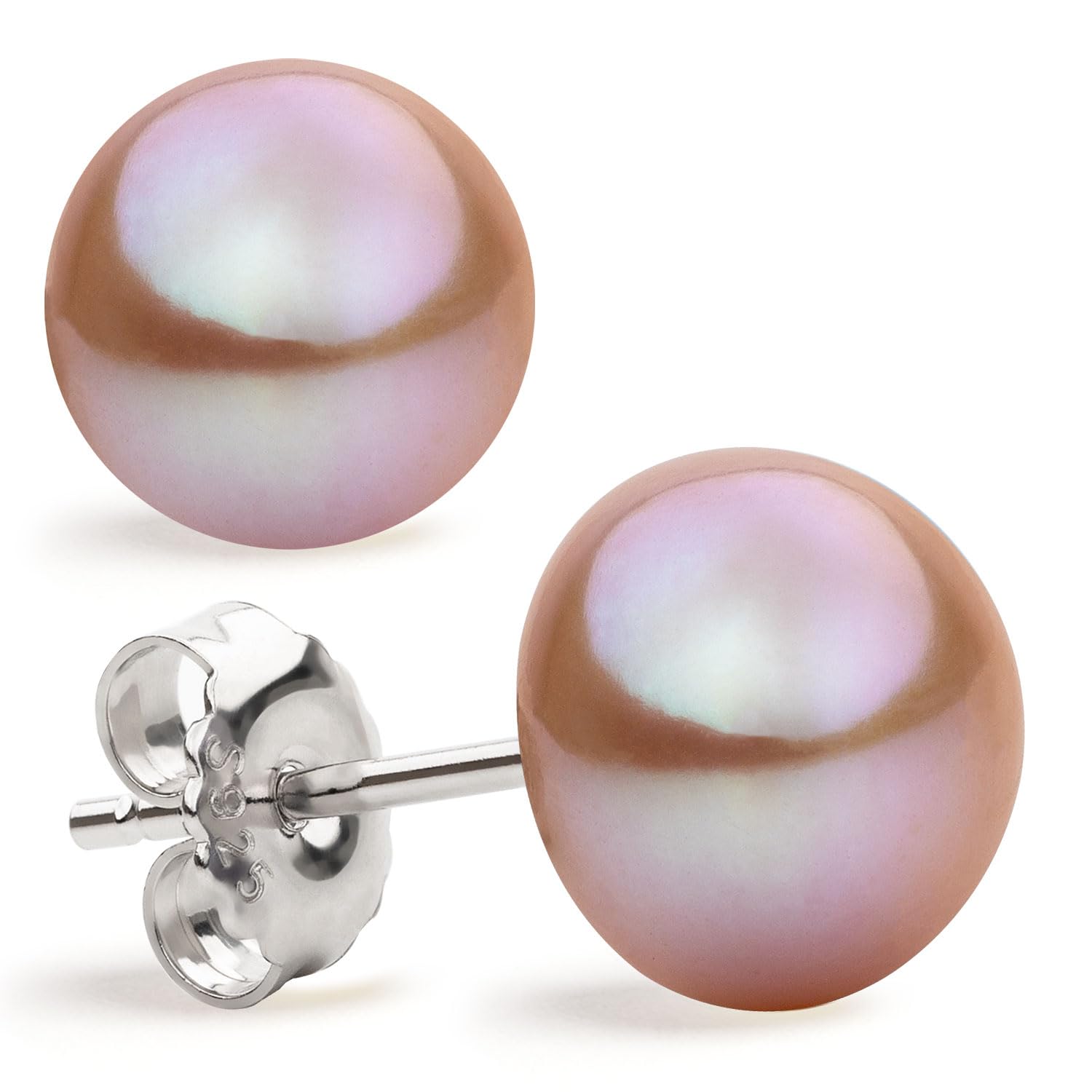 Damen Perlenohrringe Rosa Süßwasser Zuchtperlen Knopfform Lavendel Rosa Farbe SECRET & YOU - Perlen Ohrstecker Sterling Silber 925 - Erhältlich in 4 Größen von 8-11 mm