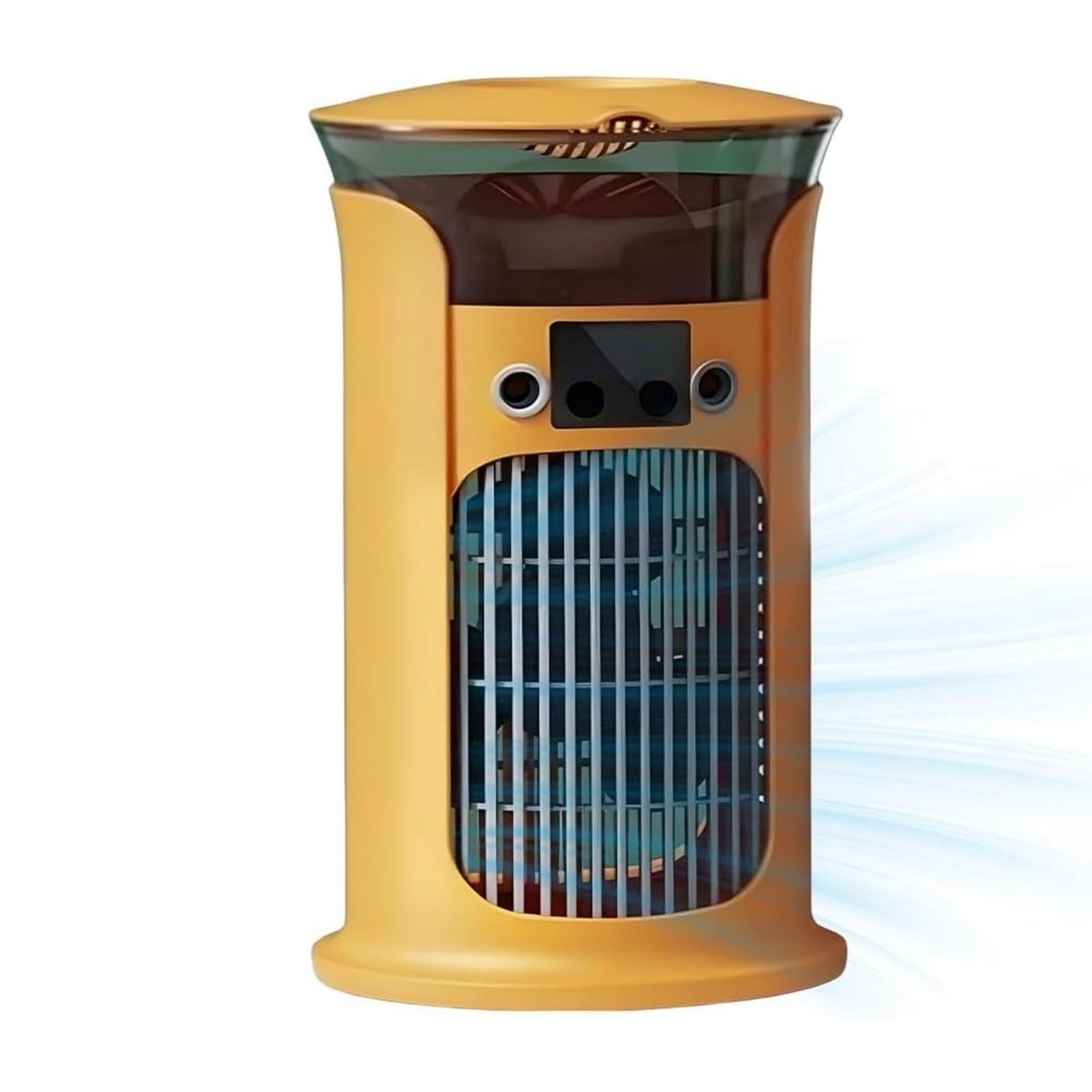 4 -in-1 Portable Air Conditioner, 3 Speeds Silent Mini Air Cooler with 7 Color Lights & 880ml Water Storage Box, USB Rechargeable Personal Air Conditioning Fan for Bedroom Desk Home Office (Orange)