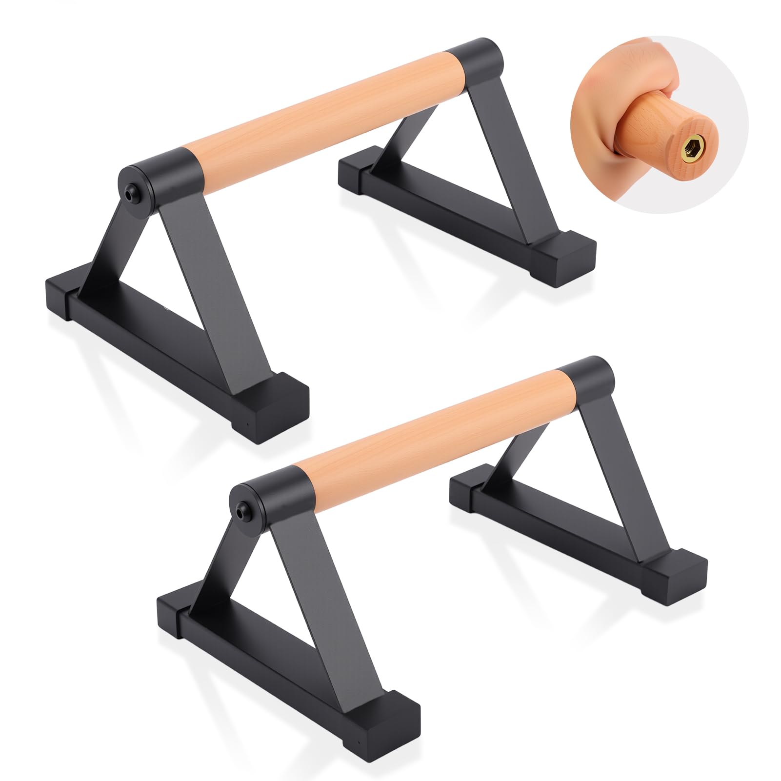 Barres parallèles, en bois massif avec support triangulaire en métal solide, barres de support antidérapantes pouvant supporter jusqu'à 600 kg pour la callisthénie, le fitness et les entraînements au