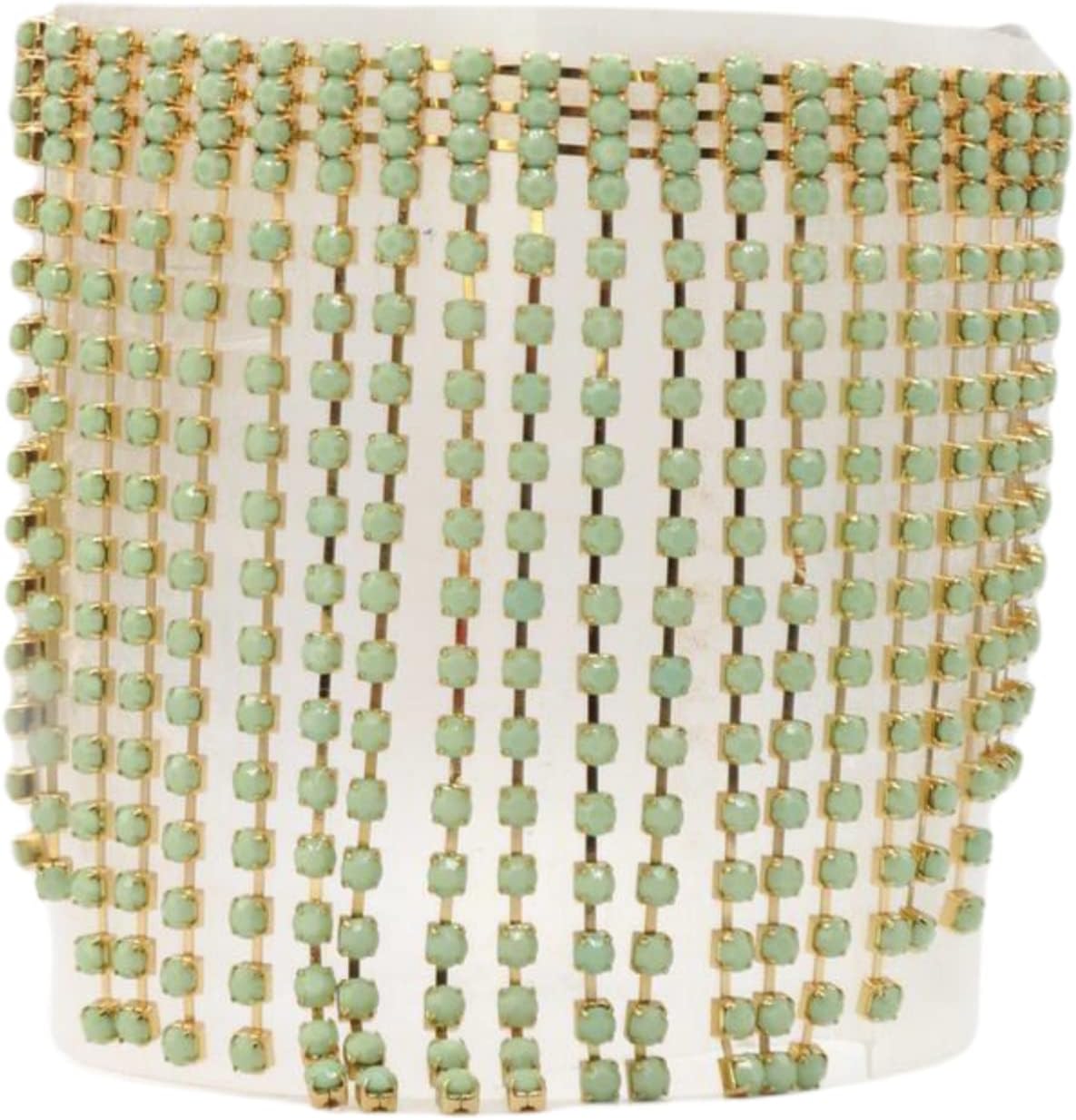 Trendy Fashion Jewelry Women Western Wide Boot Chain Gold Metal Band Bracelet Mint Teal Beads Anklet Heel Charm Long Fringes PAIR BC302