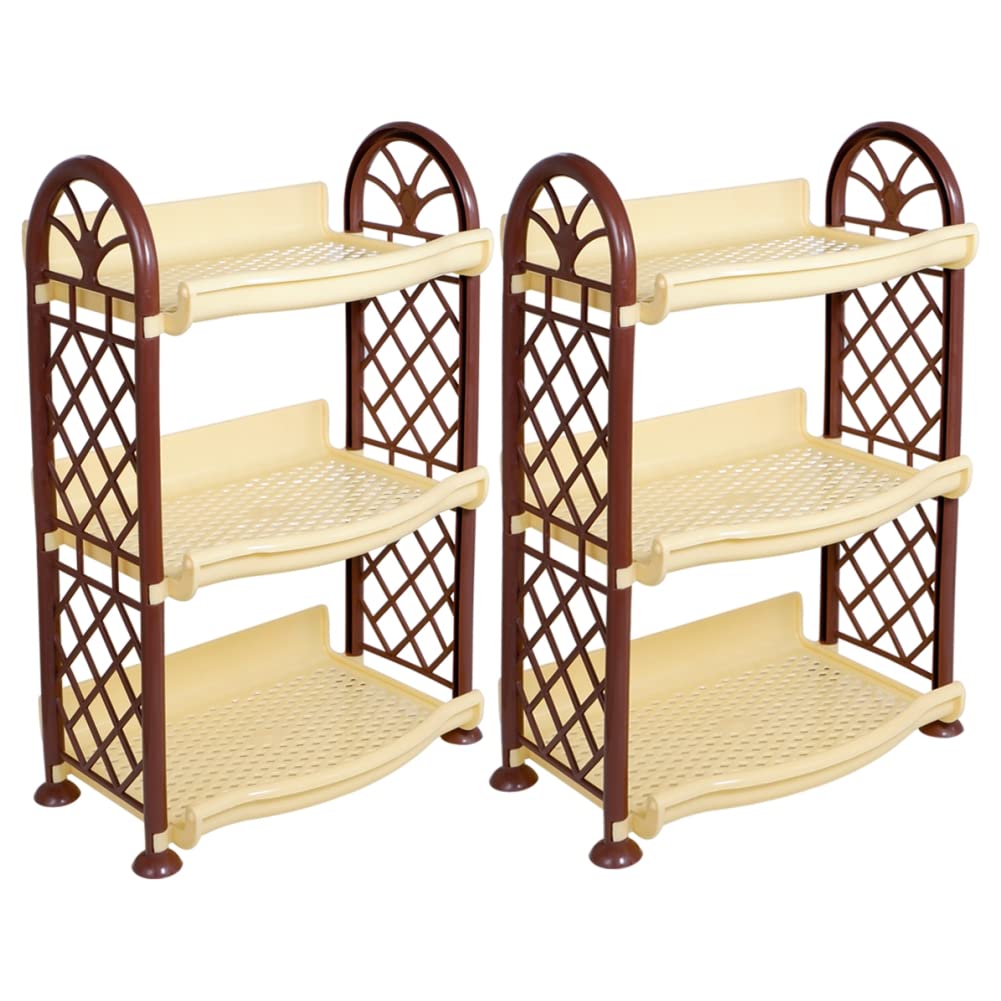 Wonder Homeware Rexo 103 Organising Rack,3 Shelves Kitchen Storage Stand Wall Mounted Kitchen Storage Stand Durable Wall Mounted Jar Kitchen Utensils Organizer,2 pc, Blue Color (Yellow 2)