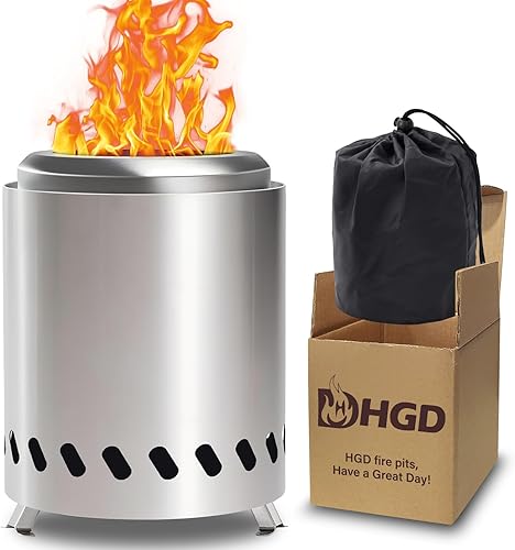 HGD Hoguera de mesa pequeña de 9.6 x 7.1 pulgadas, mini fogata portátil sin humo, estufa de campamento con bajo humo para exteriores y patio,