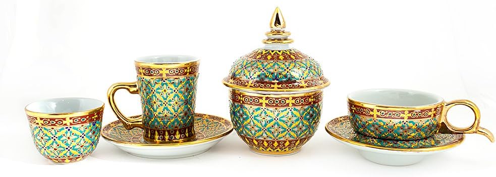 Deva Thai Hand-painted Benjarong Coffee Set Arabic