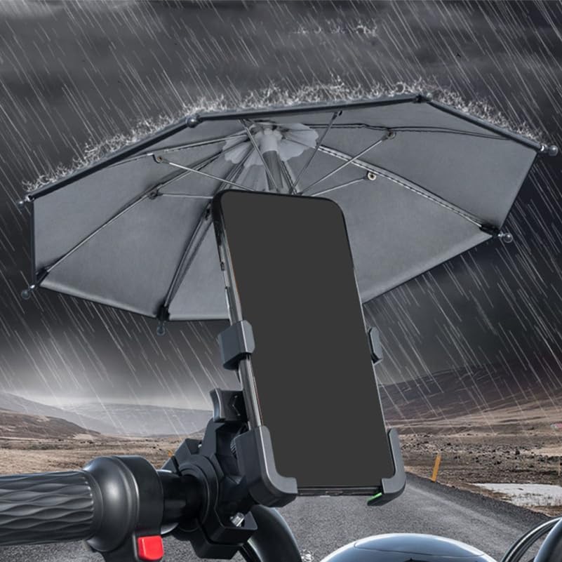 Holibanna Bike Handlebar Phone Holder with Waterproof Parasol Umbrella Sun Shade for Motorcycles and Bicycles Stable Mobile Cellphone Support Stand image 5