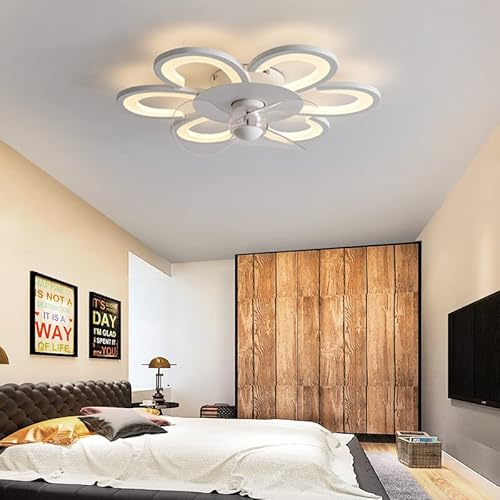 Dagea Deckenventilator Beleuchtung mit Fernbedienung Einstellbare Windgeschwindigkeit Leiser LED-Ventilator für Schlafzimmer dimmbar Deckenleuchte für Esszimmer, Wohnzimmer 50 cm, Weiß Cover