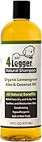 4-Legger Certified Organic Dog Shampoo - Hypoallergenic Aloe Lemongrass for Itchy Sensitive Skin - Natural Biodegradable 16oz USA Made