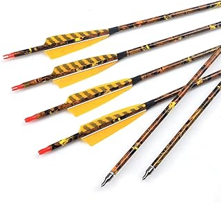 6/12/18/24pcs Archery Carbon Arrows 4inch Real Feather Arrows recurve Bow Compound Bow Arrows Longbow Traditional Bow and Arrow Practice Arrows