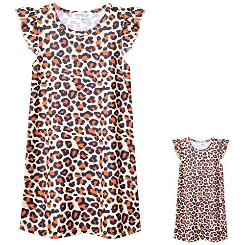 Perfashion Girls Matching Doll Leopard Print Dress 18 inch Doll Nightgown Winter Clothes Nightdress 4t 5t