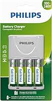 Carregador Philips de pilha recarregável AA e AAA inclui 4 pilhas AA 2.450mAh