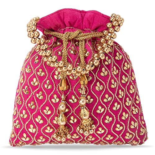 Aheli Indian Potli Bags for Women Evening Bag Clutch Ethnic Bride Purse with Drawstring Mothers Day Gifts for Mom