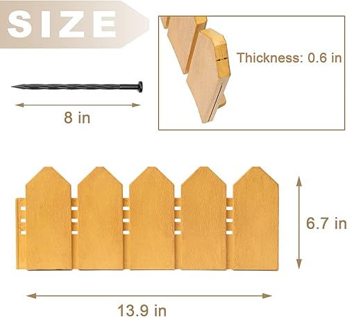 Miniatura 2 de Kit de bordes de paisaje de 6.7 pulgadas de alto, borde decorativo de doble cara con aspecto de madera, borde de jardín, borde de cama de flores con