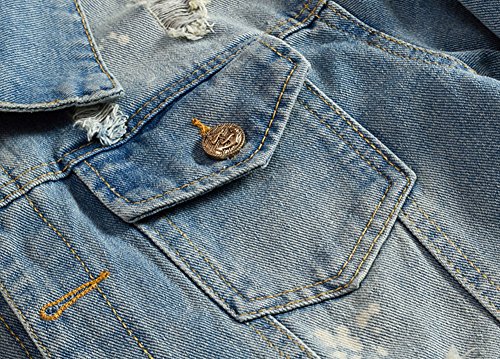 Mens Classic Ripped Motorcycle Denim Jacket With Hole4