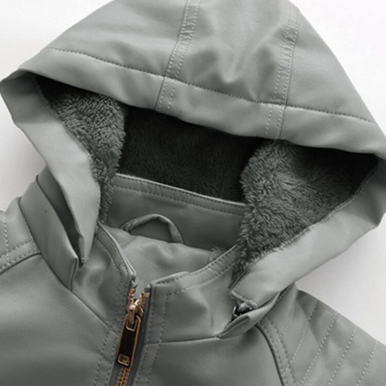 Chaqueta con capucha de coral con solapa y cremallera para motorista