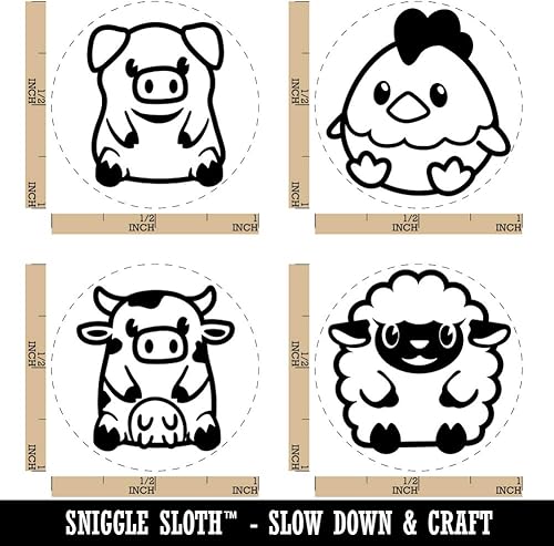 Miniatura 8 de Juego de sellos de goma con diseño de animales de granja, oveja, vaca, pollo, cerdo, para sellar planificadores de manualidades, mini de 12 pulgada