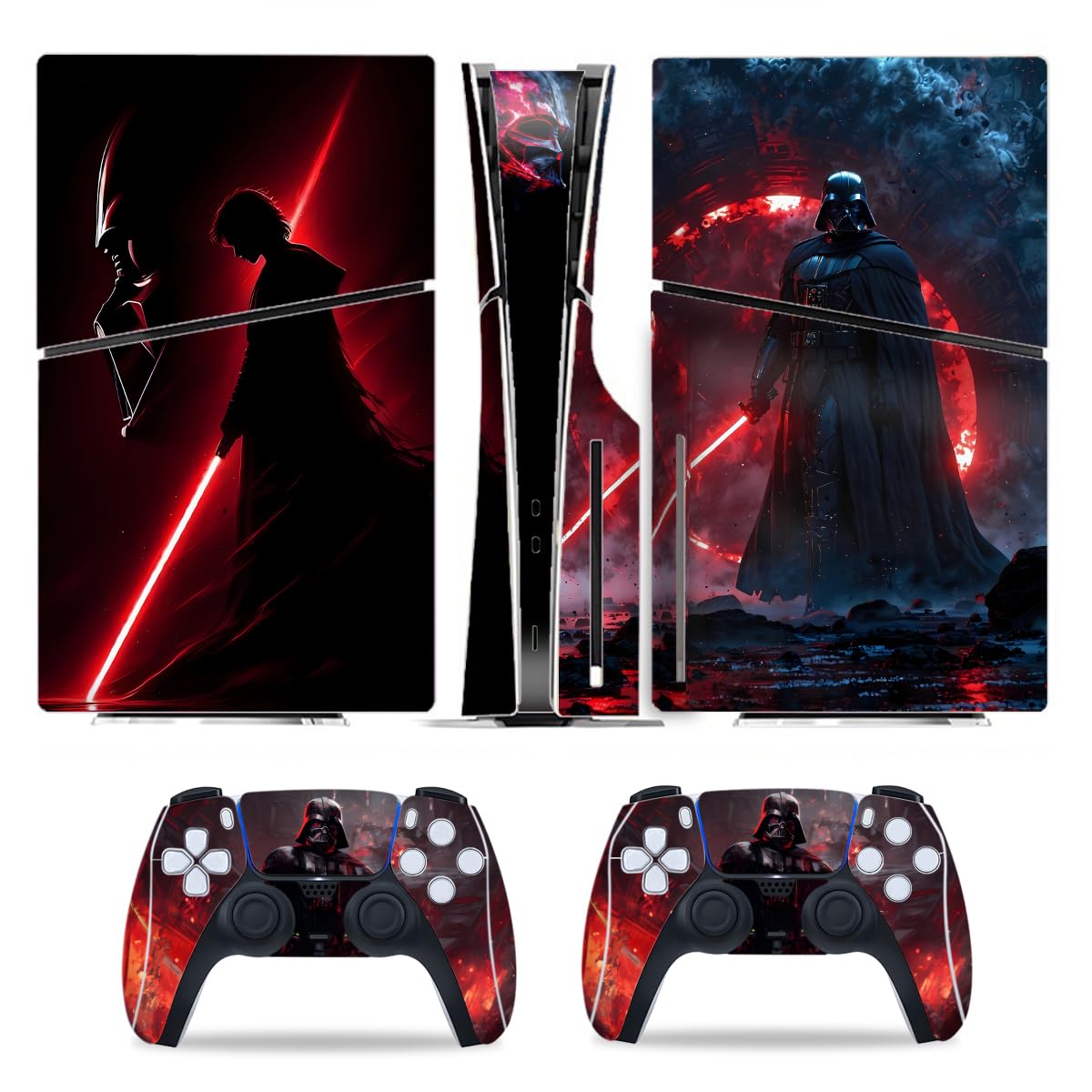 Skin Compatible with Slim Disc PS5 - Slim Disc Edition Console and Controller Accessories Cover Skins Controller Skin Gift for Console Full Set Skin Red thumbnail 2