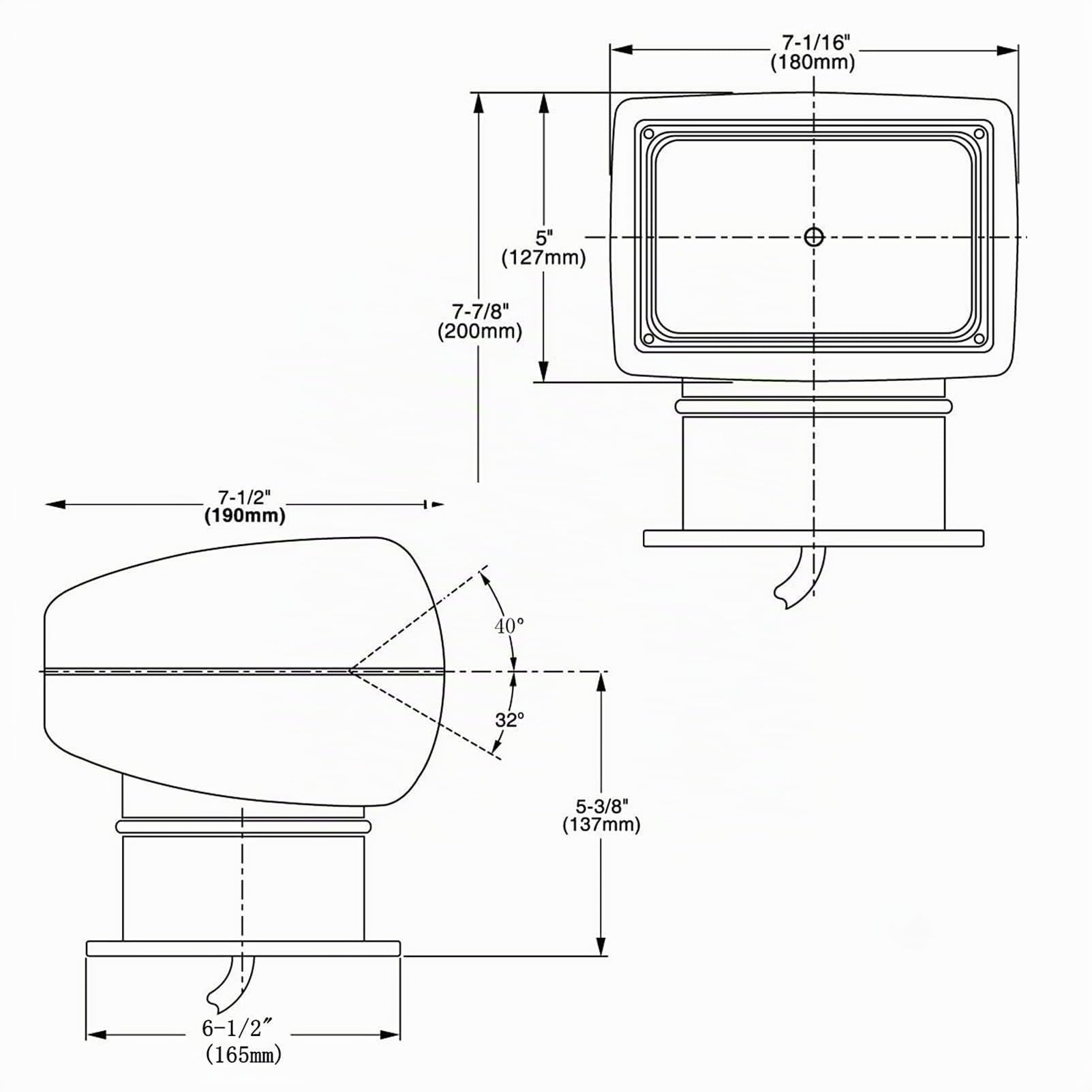 Projecteur de bateau 24 V 100 W 2500 lm Rotation à 360° Télécommande halogène portable IP67 Étanche