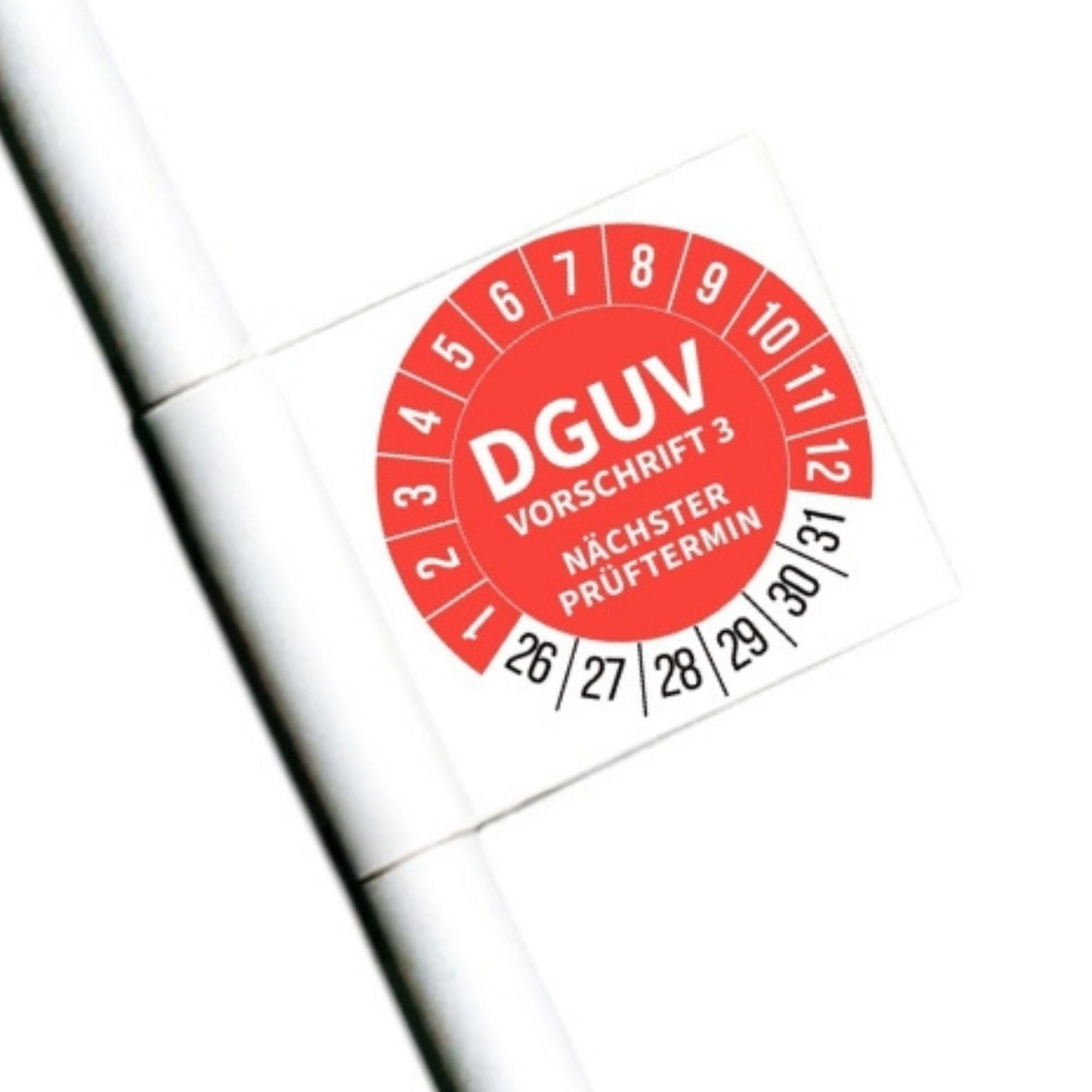 Prüf Geprüft von... nach DGUV V 3 | Folie Gelb Jahr 2026 20 mm 28 Stück/Bogen - -Shop
